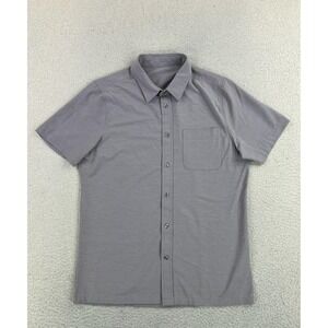 Vuori Shirt Mens Small Gray Bridge Jersey Short Sleeve Button Up Stretch V184
